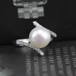 Huitan Romantic Simulated Pearl Rings For Women Luxury Wedding Anniversary Accessories Engagement Rings For Female Wholesale