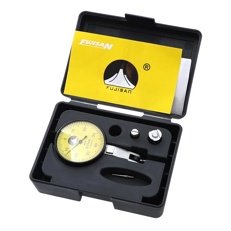 FUJISAN 2 IN 1 Dial Indicator 0-0.8mm/0.01mm Shockproof 7 Jewels With Mini Universal Flexible Magnetic Base Dial Test Indicator