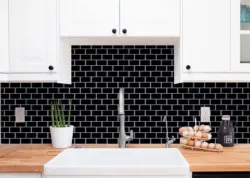 Black Decorative Vinyl Backsplash Tile Peel and Stick Subway Smart Sticker for RV Kitchen 250x280mm