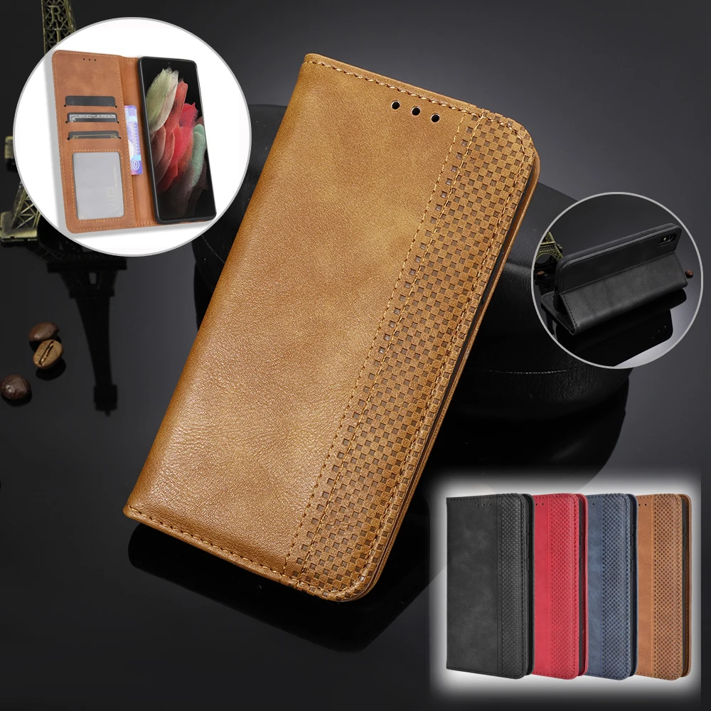 For Xiamo 8 9 10 10T 11 Play Black Shark 3 Poco M3 Wallet Vintage Magnetic Leather Flip Cards Stand Soft Cover Phone Case Cover