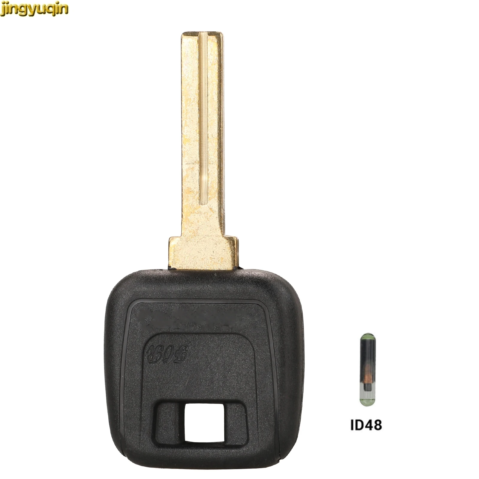 

Jingyuqin Remote Car Key Fob Shell With ID48 Transponder Chip For Volvo S40 V40 D30 S60 S80 XC90 XC60 Uncut NE66 Blade