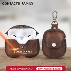 Luxury Genuine Leather Case For Apple Airpods Pro Airpods 2 / 1 Wireless Earphone Cases funda Airpod Cover with Key Chain Hook