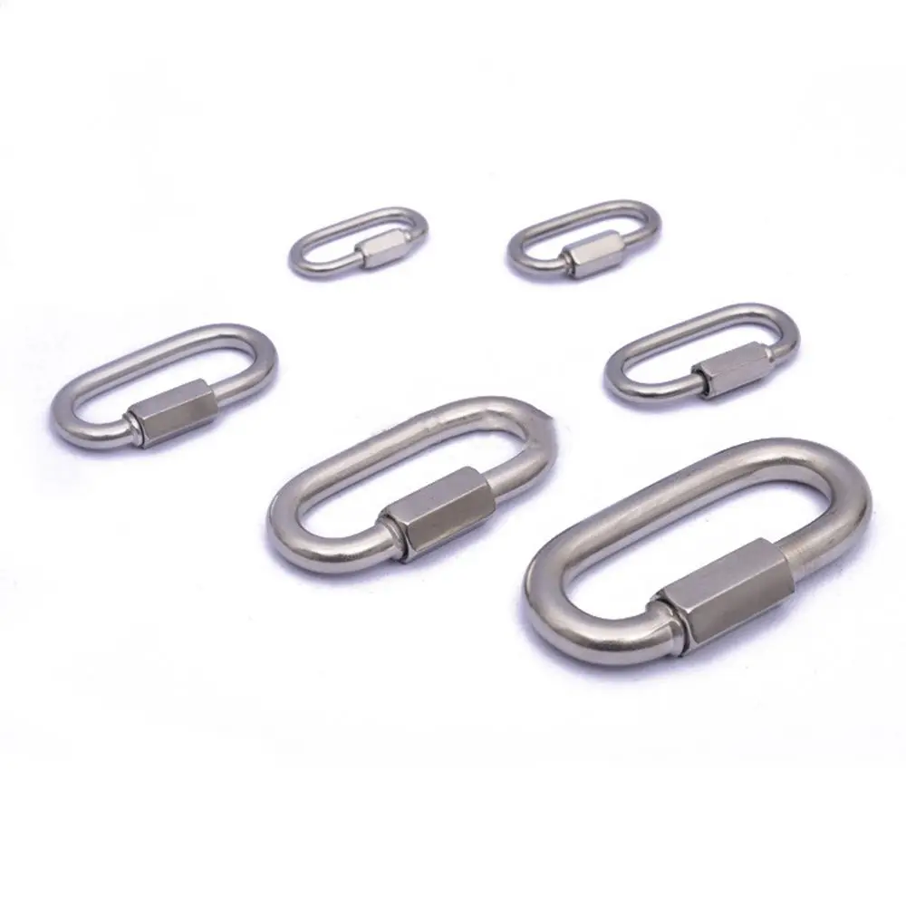 9 Sizes Screw Lock Quick Links Carabiners Chain Connecting Ring Safety Snap Hook Climbing Gear Carabiner