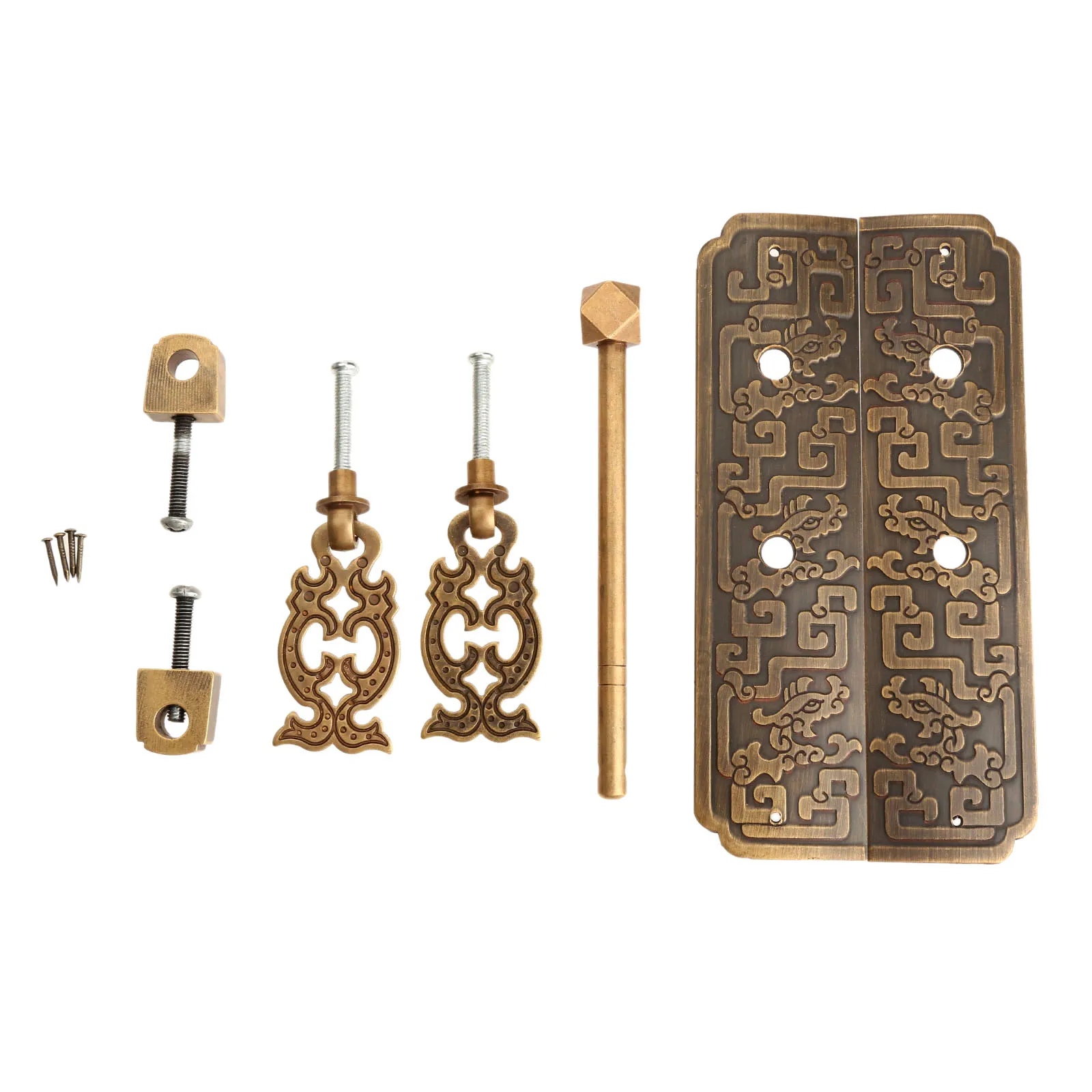 

1 set Cabinet Strip Pull Handle Chinese Cabinet Lock Latch Door Knocker Pull Handle Furniture