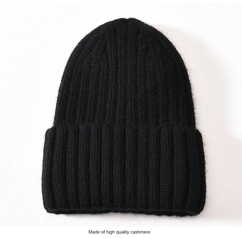 Winter-Seidensatin-gefütterte Beanie-Mütze für Damen und Herren, Unisex, dicke, klobige Mütze, gestreift, warm, weich, hochwertige Kaschmir-Strickmütze – Detail 27