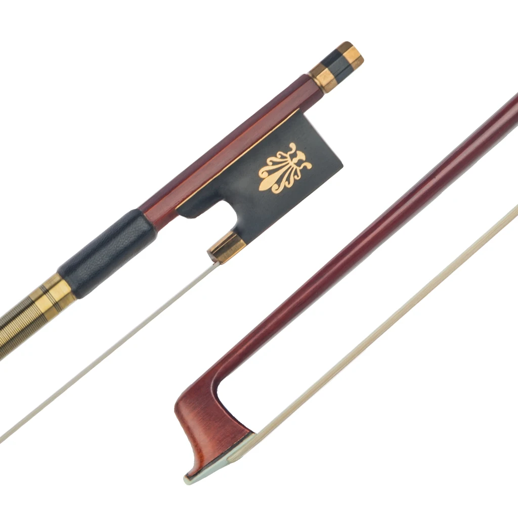 

4/4 Violin/ Fiddle Bow IPE Round Stick Sheep Skin Grip Ebony Frog W/ Peacock Inlay Well Balance