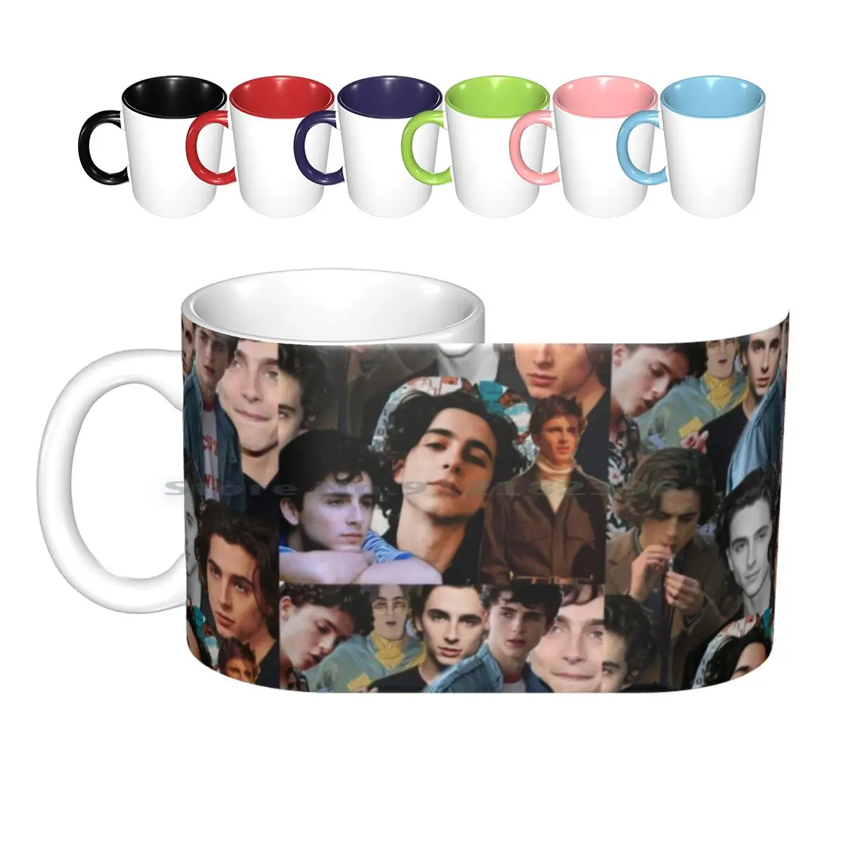 Timothee Chalamet Collage Design Ceramic Mugs Coffee Cups Milk Tea Mug Timothy Timothee Chalamet Timothee Chalamet Timothee