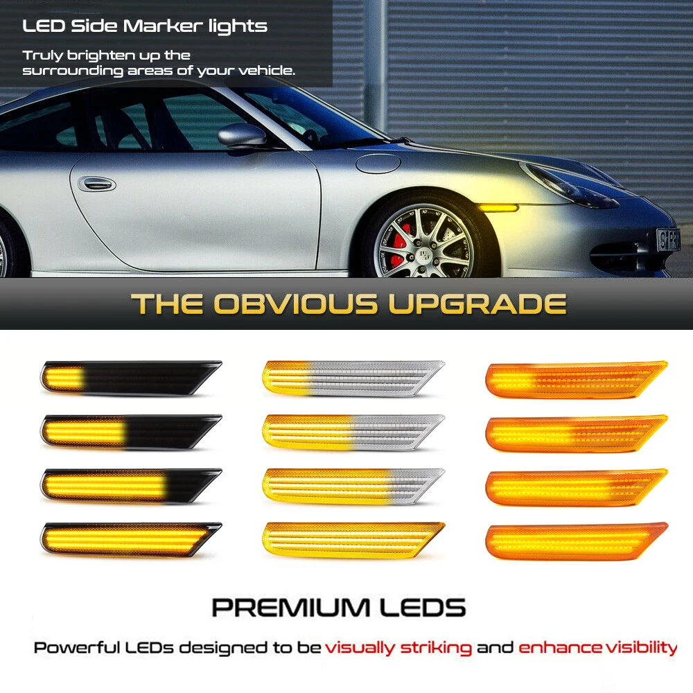 2Pcs Dynamic Amber LED Side Marker Light per Porsche Boxster 986 996 911 Carrera Targa 1996-2004 indicatore di direzione lampeggiatore per auto