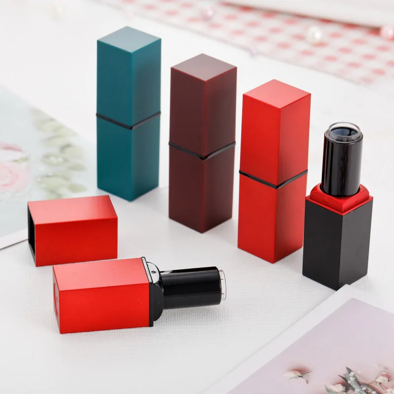 12.1mm square lipstick tube in frosted black color, empty lipstick packing, diy lip balm tube F20171948