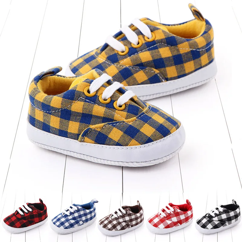 

Hot Fashion Baby Soft Sole Crib Shoes Infant Boy Girl Plaids First Walker Toddler Anti-Slip 0-18 Months Grid Kids shoes SH20008