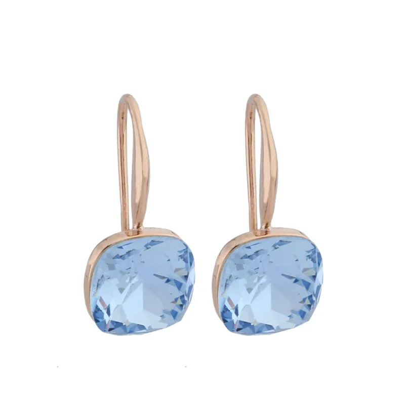 New Trendy Earrings For Women Drop Earrings 585 Rose Gold Color Square Blue Earrings Wedding Party Cute Fashion Jewelry 2022