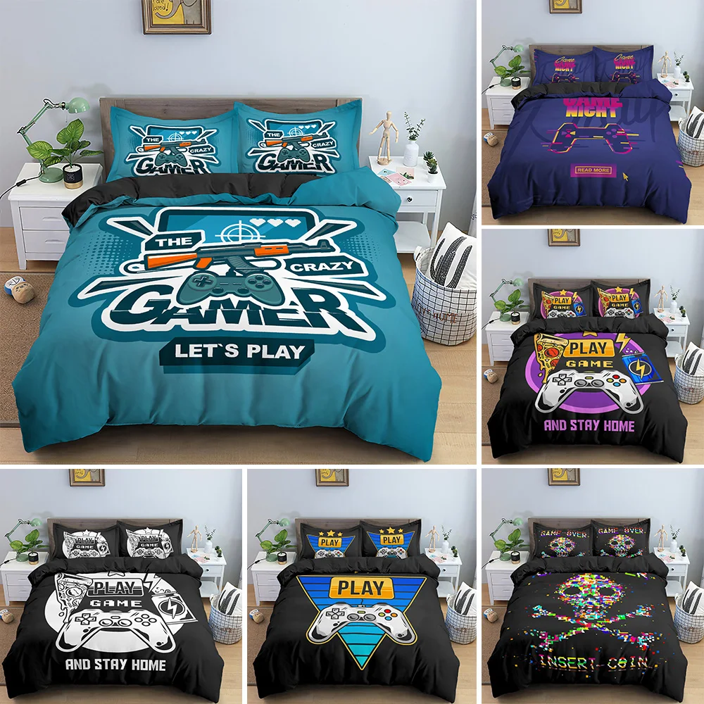 2/3pcs 3d Digital Gamer Printing Bedding Set 1Quilt Cover + 1/2 Pillowcases US/EU/AU/UK Size Twin Double Full Queen King