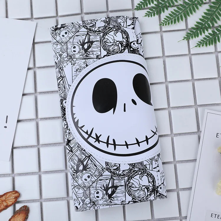 Cartera de dibujos animados para hombre y mujer, monedero largo de calavera con tarjetero, a la moda, nuevo diseño