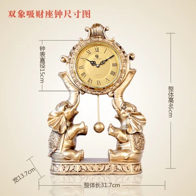 SILENT MANTEL CLOCK HOUSE ELEPHANT PENDULUM VINTAGE QUARTZ TABLE CLOCK LIVING ROOM CREATIVE TABLE SCULPTURES ROOM