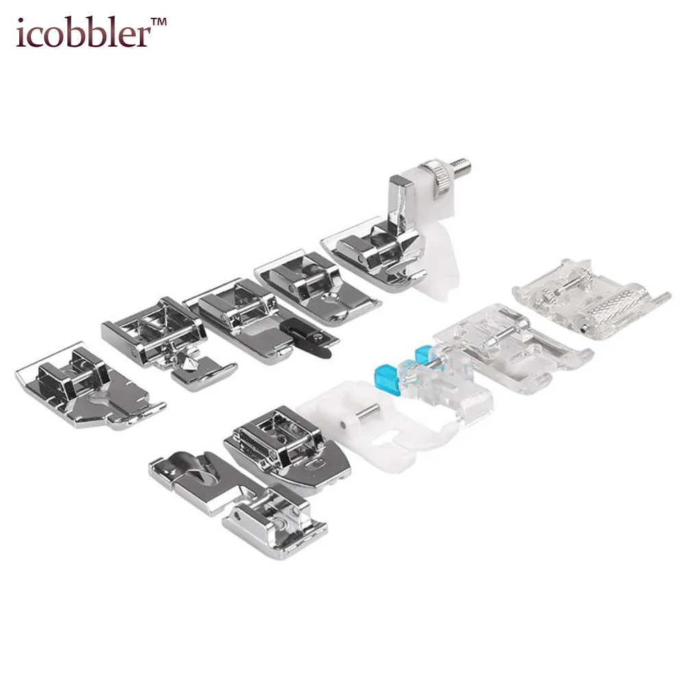 11 sztuk/zestaw akcesoria do maszyn do szycia w domu stopka dociskowa skórzane podkładki ścieg kryty Catcher aplikacja uniwersalny zamek