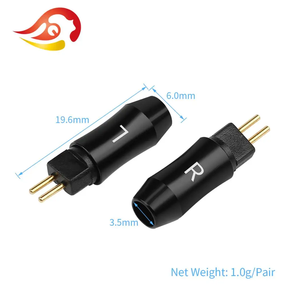 QYFANG 0.78mm Gold-Plated Stereo Earphone Pin Audio Jack Connector HiFi Headset Plug Metal Adapter for UM3X W4R UE18 Headphone