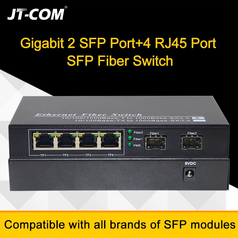 Gigabit Network SFP Fiber Switch 1000Mbps SFP Media Converter 2 SFP Fiber Port and  8 RJ45 Port 2G8E Fiber Ethernet Switch