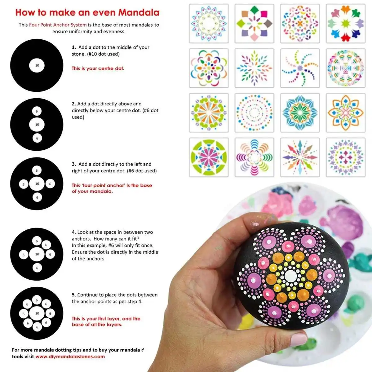 Juego de Herramientas de punteado de Mandala para mujer, pinceles acrílicos, varillas de Color, para pintar rocas, dibujar y dibujar, 40 Uds.
