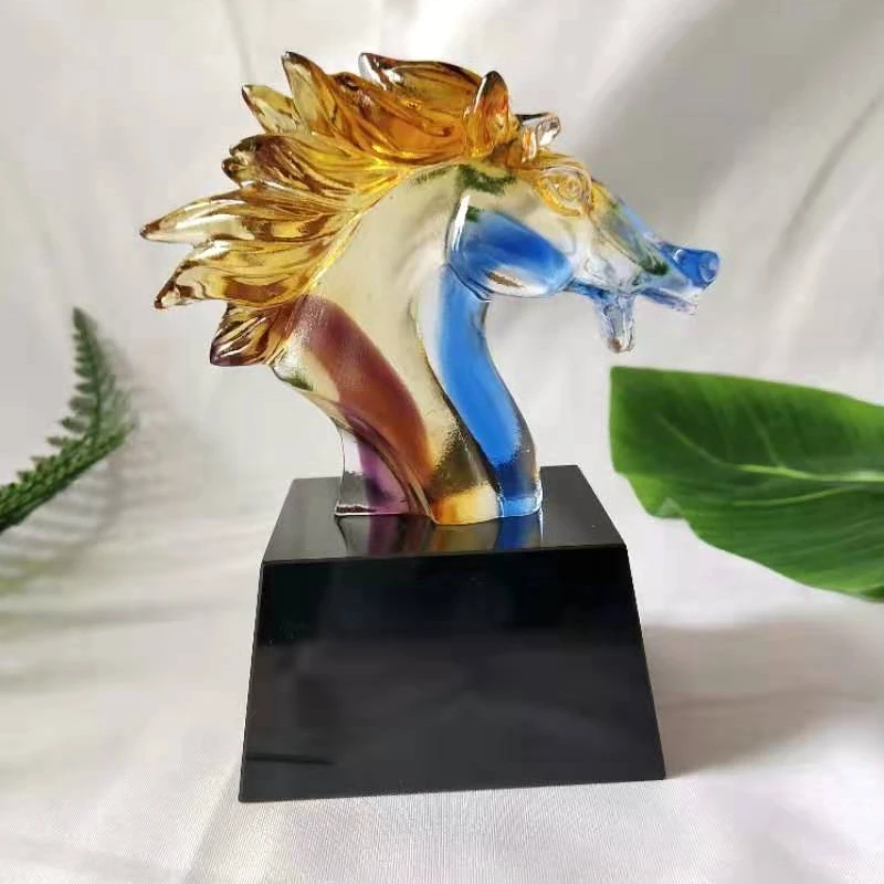 

Spectacular Colored Glaze Horse Collectible Figurine Statue Murano Glass Blown Artwork Animal Paperweight Gift Home Decor