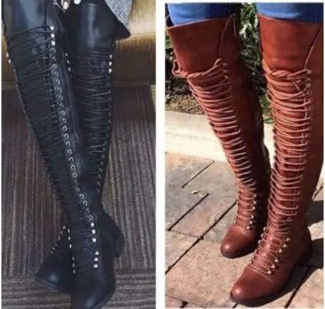 Ladies shoes Women Winter Shoes Knee High Leather Boots Size 35-43 High Quality Leather Brand Women Lace up Winter Boots 689