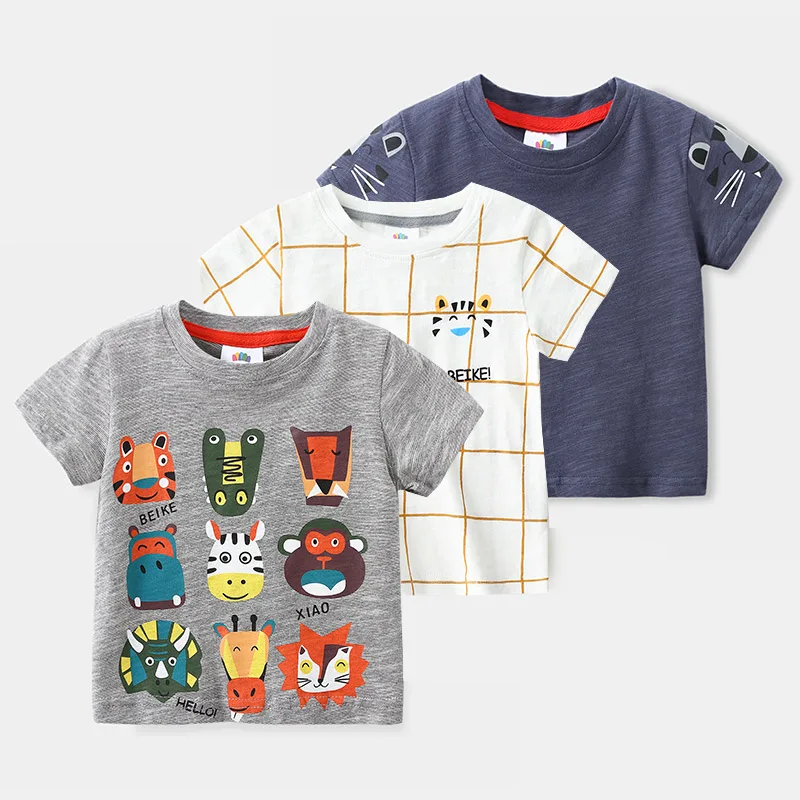 Summer Novelty New 2 3 4 5 6 8 9 10 Years Children'S Clothing Cotton Tees Cartoon Animal Short Sleeve T-Shirt For Kids Boy
