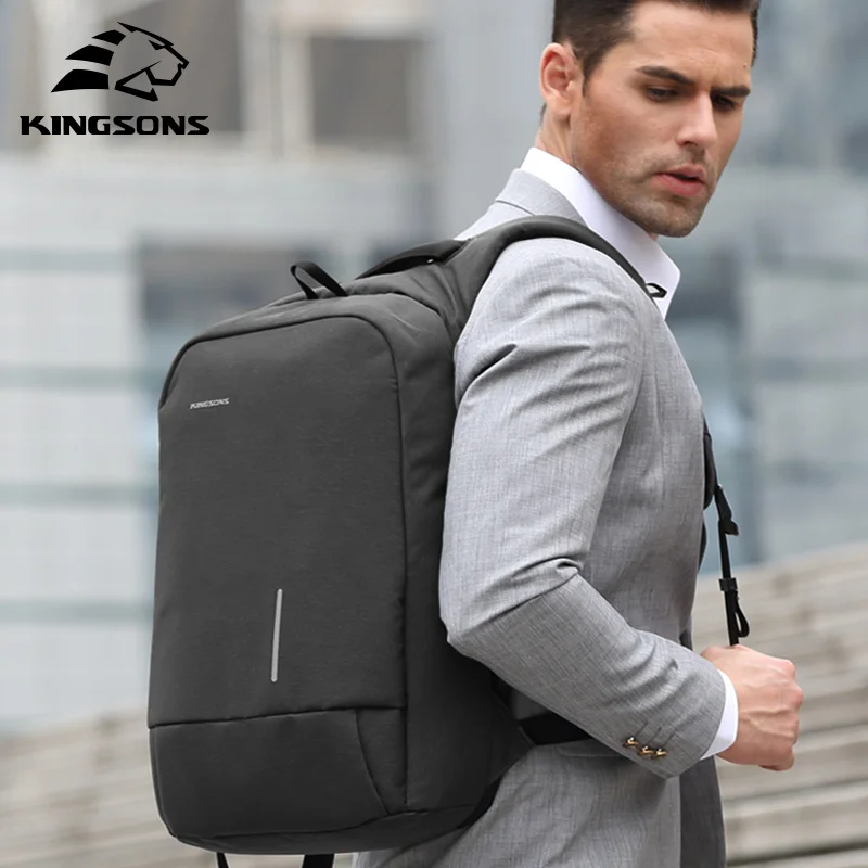 Imagem -03 - Kingsons-mochila Masculina para Laptop Bolsas de Carregamento Usb Multifunções Mochilas Antifurto e Repelente de Água 15 in 17 in Moda