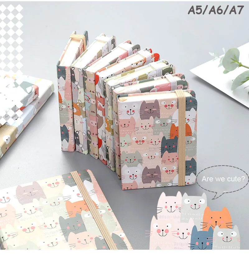 

Sharkbang A5 A6 A7 Mini Notebook Trumpet Cute Notepad Hard Cover Kawaii Cat Animals Handbook Journal Agenda Books Stationery