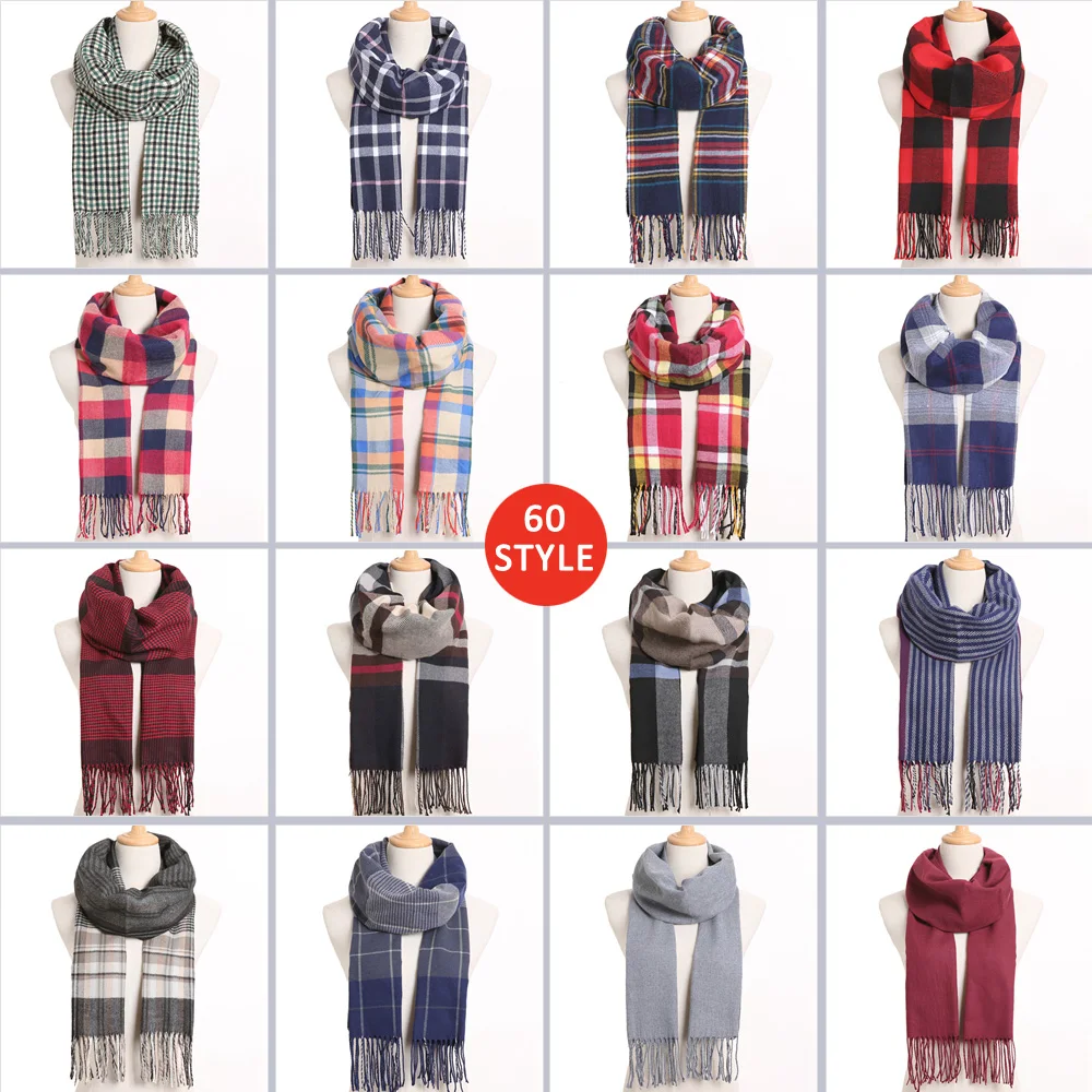 [VIANOSI] 2024 Plaid Winter Scarf Women Luxury Warm Foulard Solid Scarves Fashion Casual Scarfs Cashmere Bufandas Hombre