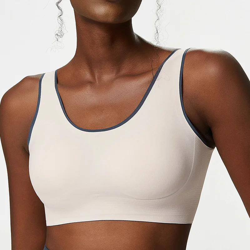 Seamless Bra Top Fitness Sport Bra Inserts Underwear Women Breathable Mesh Tank Yoga Wear White Sports Gym Workout Comfy Bras