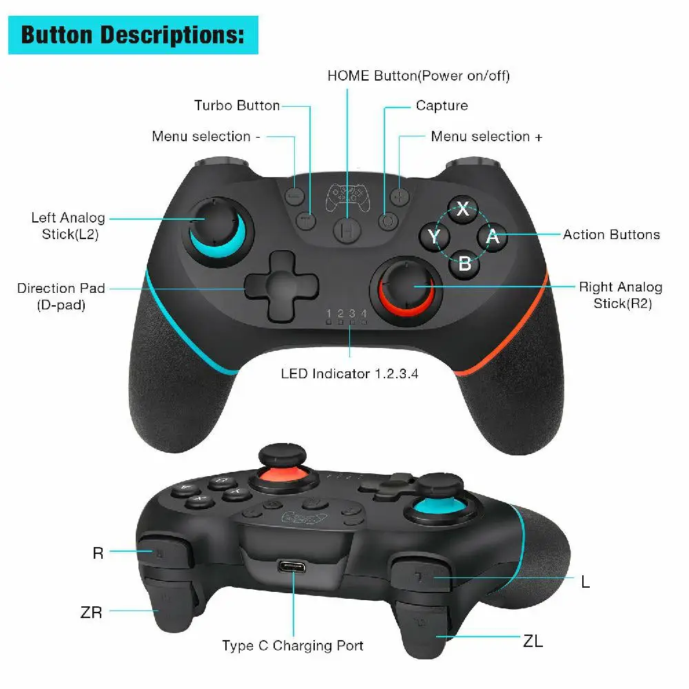 Pro Controller Switch Bluetooth Gamepad Game Joystick Controller For Nintend Switch Console Pro Host With 6-axis Handle For NS