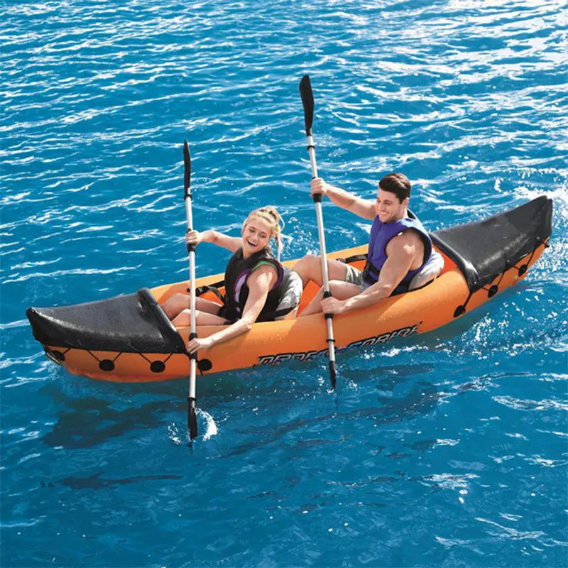 

Rafting Inflatable Canoe Fishing Boat Portable Water Sports With Paddle Air Pump 2 People Rowing Boat Orange