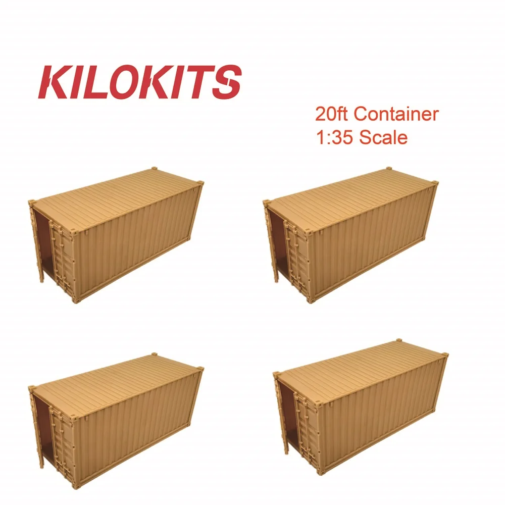 1/35 Scale 4-Set 20ft Container Model Kits Military Sand Color Army Green Hobby Craft Railway Loads