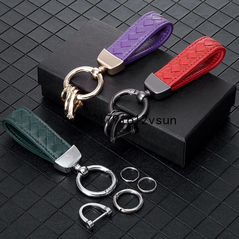 Lambskin Personalized Car Key Chain For BMW Benz Audi Volkswagen All Car Key Chain Creative Pendant Rope Leather