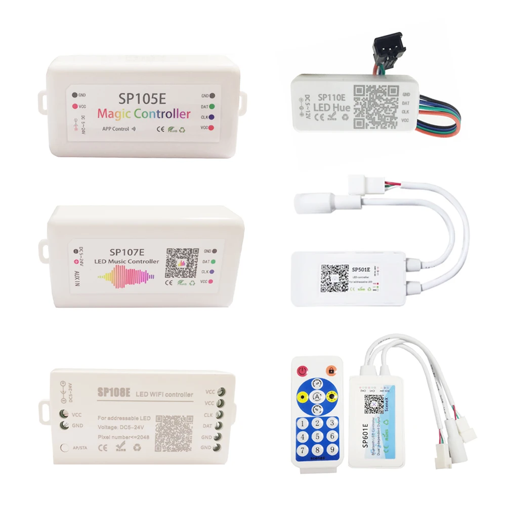 WS2812B WS2811 Led Strip Controller SP105E SP107E SP110E SP108E SP501E SP601E Blutooth/WIFI Led Controller DC5V-24V