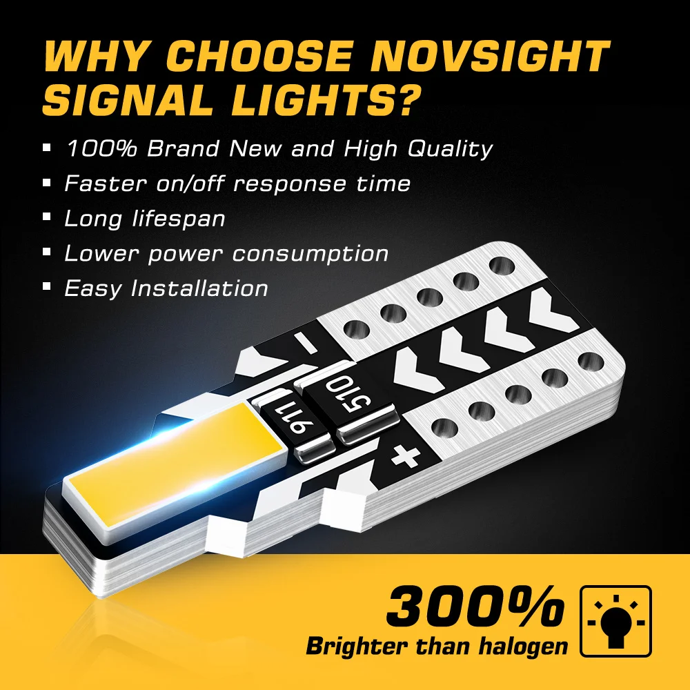 NOVSIGHT W5W T10 Car LED Lights 7020 SMD LEDs Auto Signal Lamp 6000K 12V 100Lm Interior Map Dome Light Car Accessories