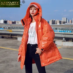 Jacket Winter 2021 Female Autumn White Duck Down Jackets Coats Woman Glossy No Wash Parkas Women's Clothing Casaco TN160