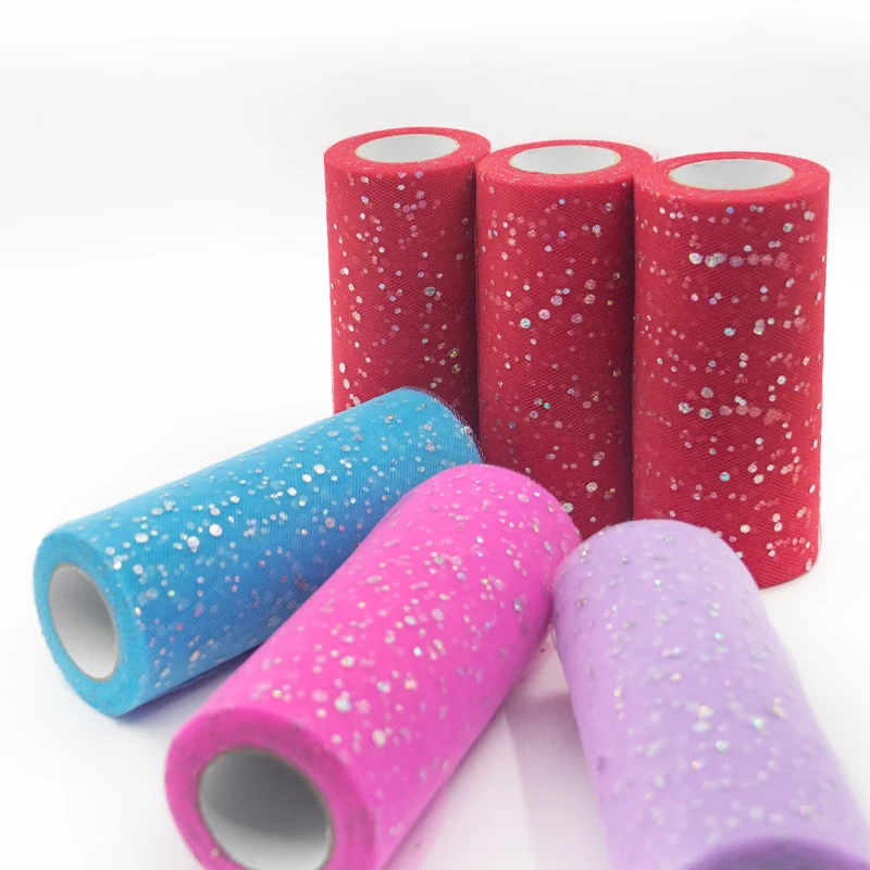 Glitter Sequin Tulle Roll 25 yard 15cm Spool Tutu Wedding Decoration Baby Shower Tutu Skirt Birthday Party Supplies Organza DIY