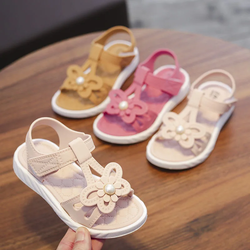 Sandalias Baotou antideslizantes de fondo suave para niñas, zapatos de playa para niños de 2 a 6 años, sandalias de verano antideslizantes, novedad de 2021