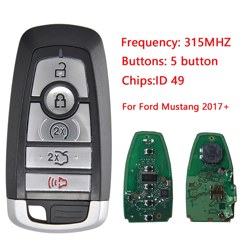 

CN018125 For Ford Mustang Lincoln 2013-2020 Smart Key Remote Control Fob Auto Car Replacement 49 CHIP 315MHZ 5 Button