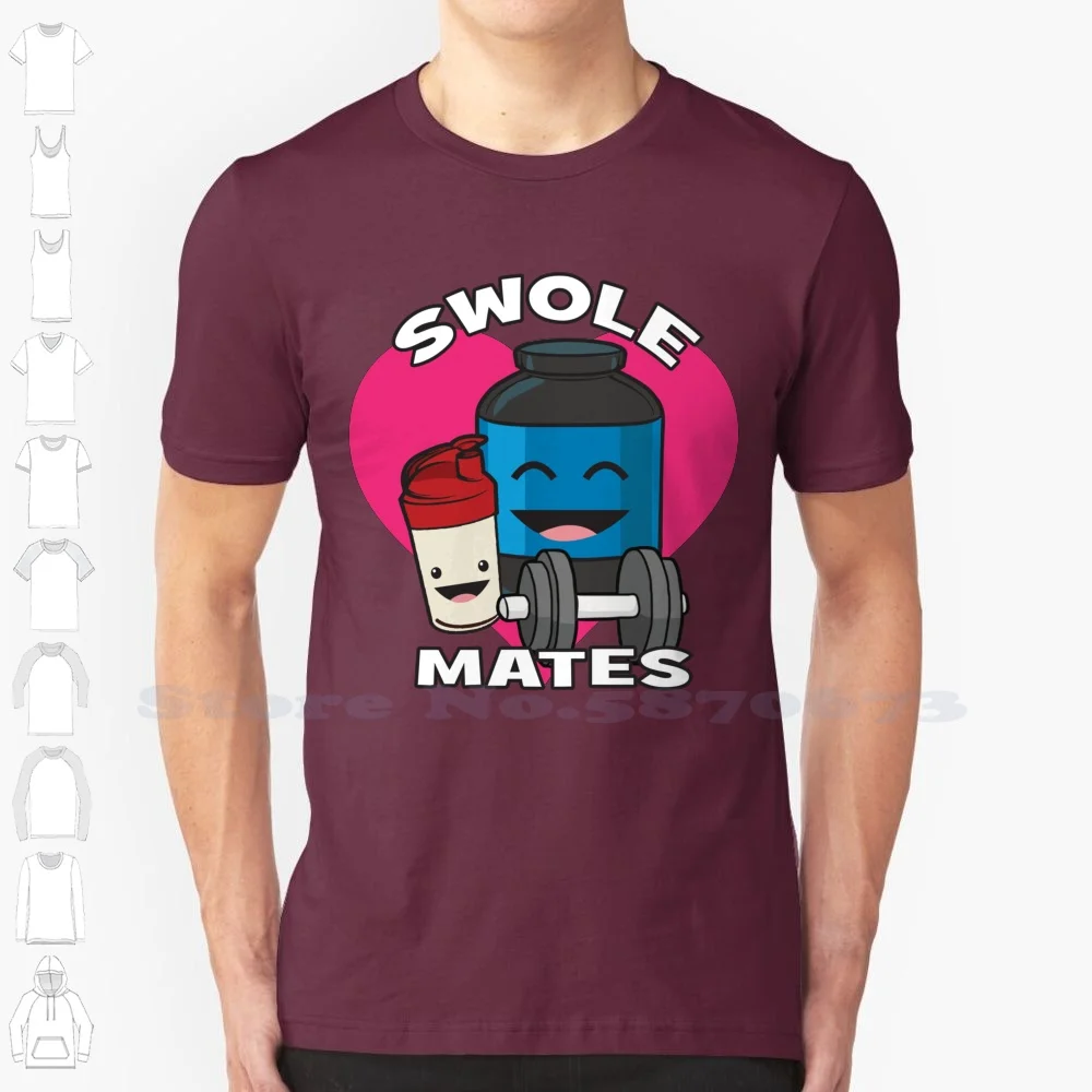 Swole Mates ( Heart ) - Protein Shake 100% Cotton T-Shirt Fitness Bodybuilding Wod Exercise Gym Motivational Inspirational Body