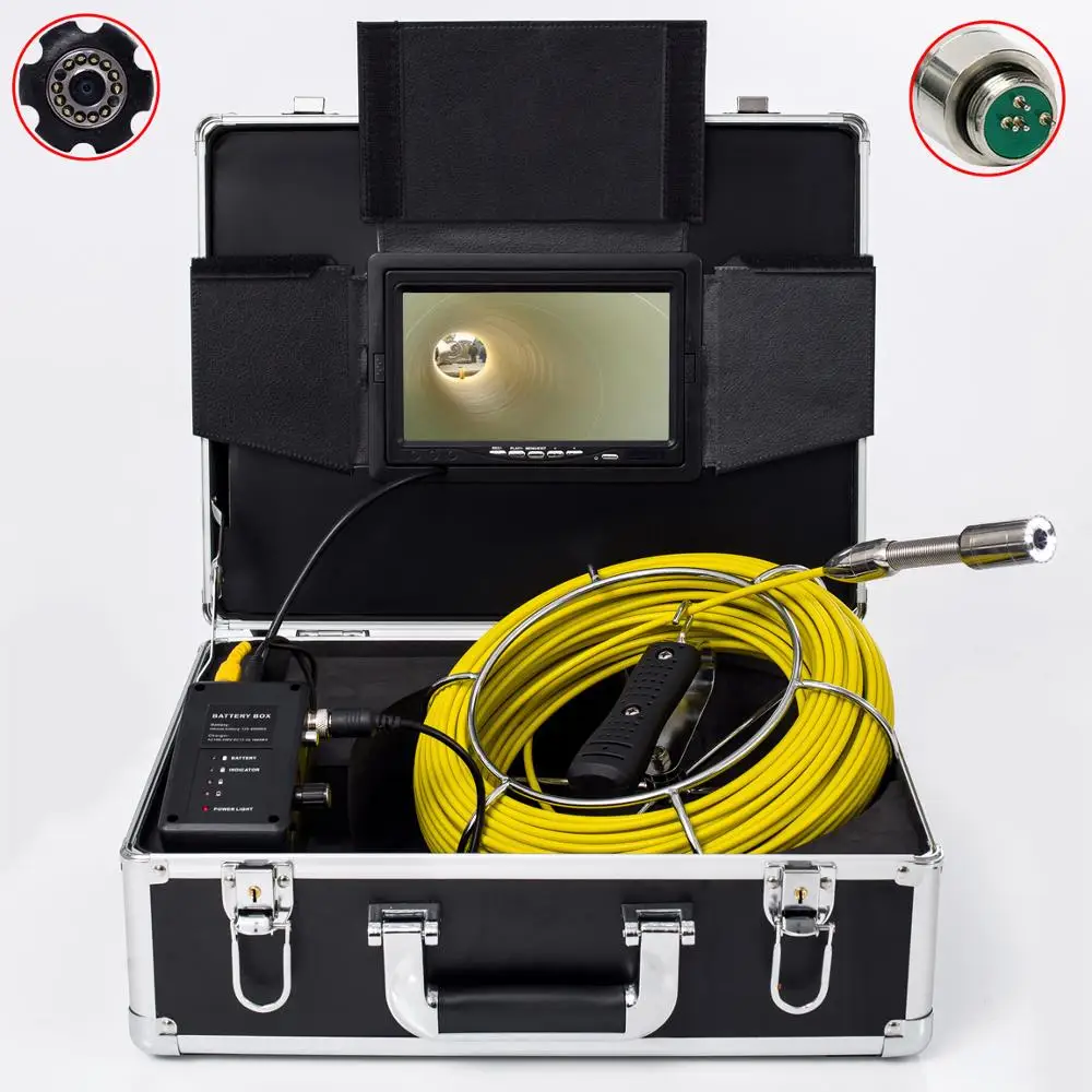 

New 23mm/17mm/6.5mm Sewer Inspection Camera System 7" LCD Monitor Pipe Drain Industrial Endoscope Video Recorder 20-50m Cable