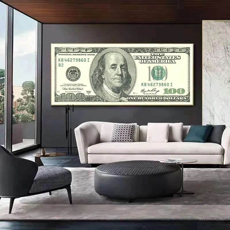 

Modern Popular Wall Art Hundred Money Dollar Poster And Prints Canvas Painting Abstract Wall Art Pictures Living Room Home Decor