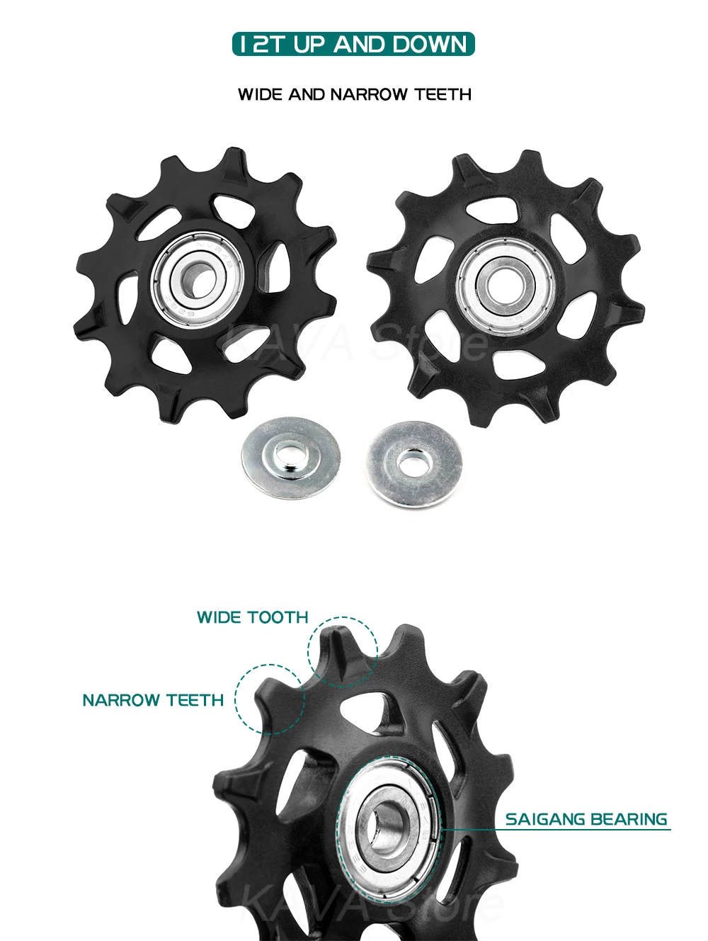 WUZEI Fahrrad Pulley 11T 12T 13T 14T 16T 17T Schaltwerk Pulley Rennrad jockey 7-12 Geschwindigkeit Guide Rad für Shimano SRAM – Detail 5