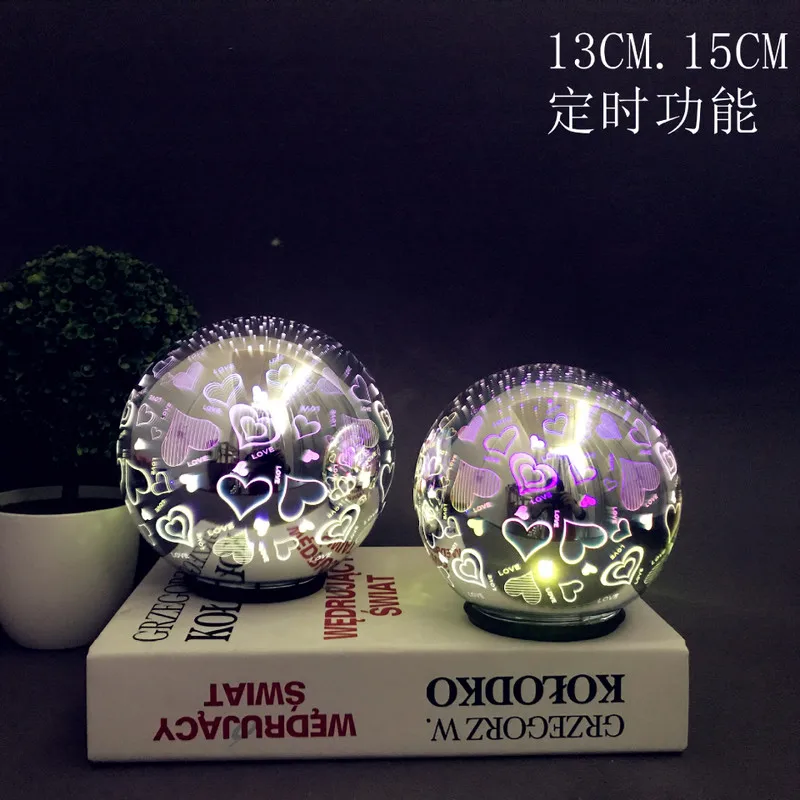 Wahoo 3D Glass Ball Lamp, Cell Model, Silver, Small Night Light, Lua e Estrelas