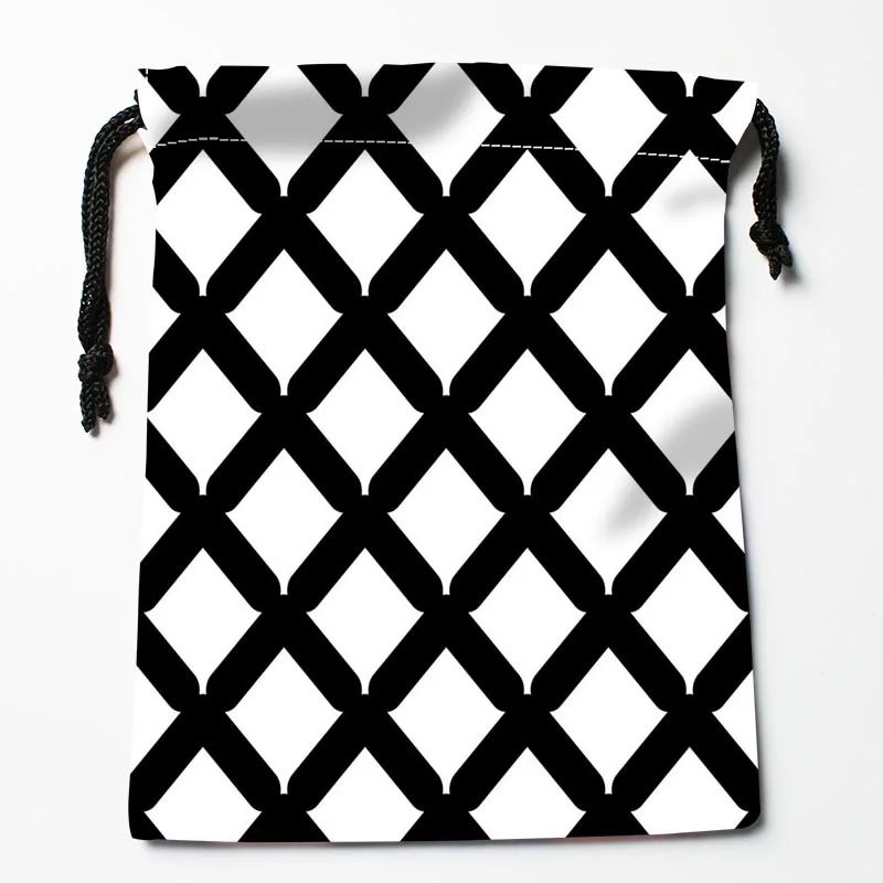 Nice Custom Black and White Pattern Printed Satin Storage Bag Drawstring Gift Bags More Size storage Custom Your Image 18*22cm image 5