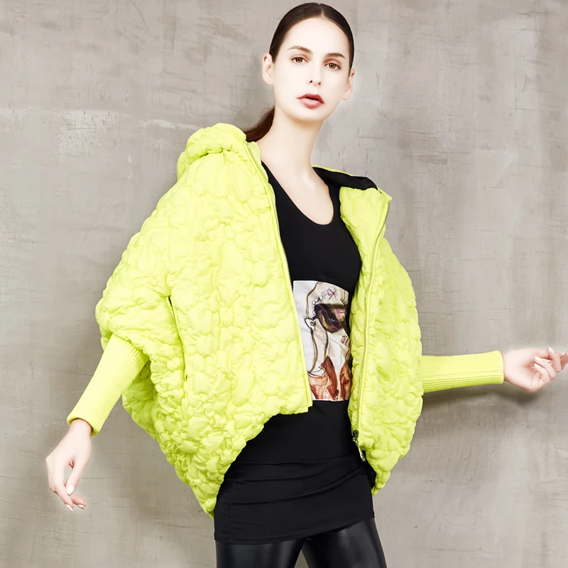 New fashion Fluorescent fluffy duck down warm oversized down parkas coat female winter coat cloak style hooded warm jackets F710