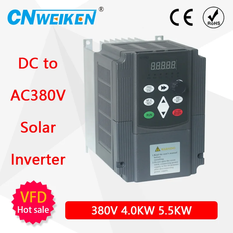 3 Phase 380V Input Wave Power solar Variable Frequency Inverter 2.2KW Speed Drive for AC Three Phase Electric water pump Motor