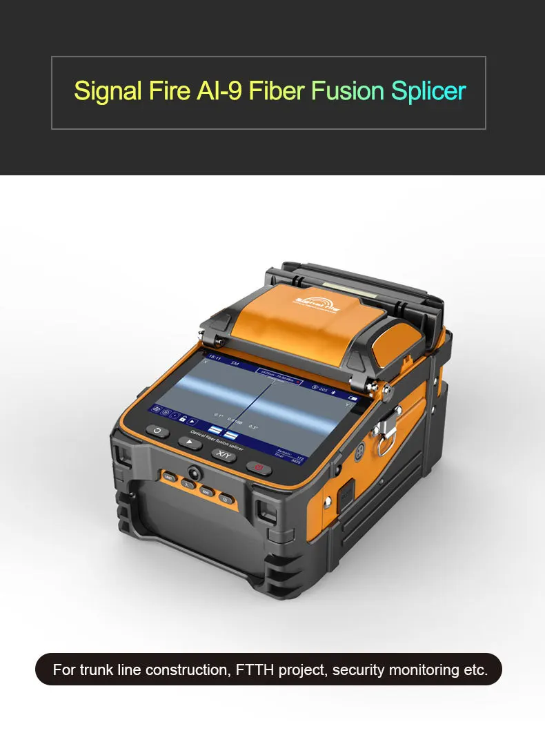 Signal Fire 5 Inch TFT Screen AI-9 Fiber Fusion Splicer FTTH Project 6 Motors Optical Power Meter VFL