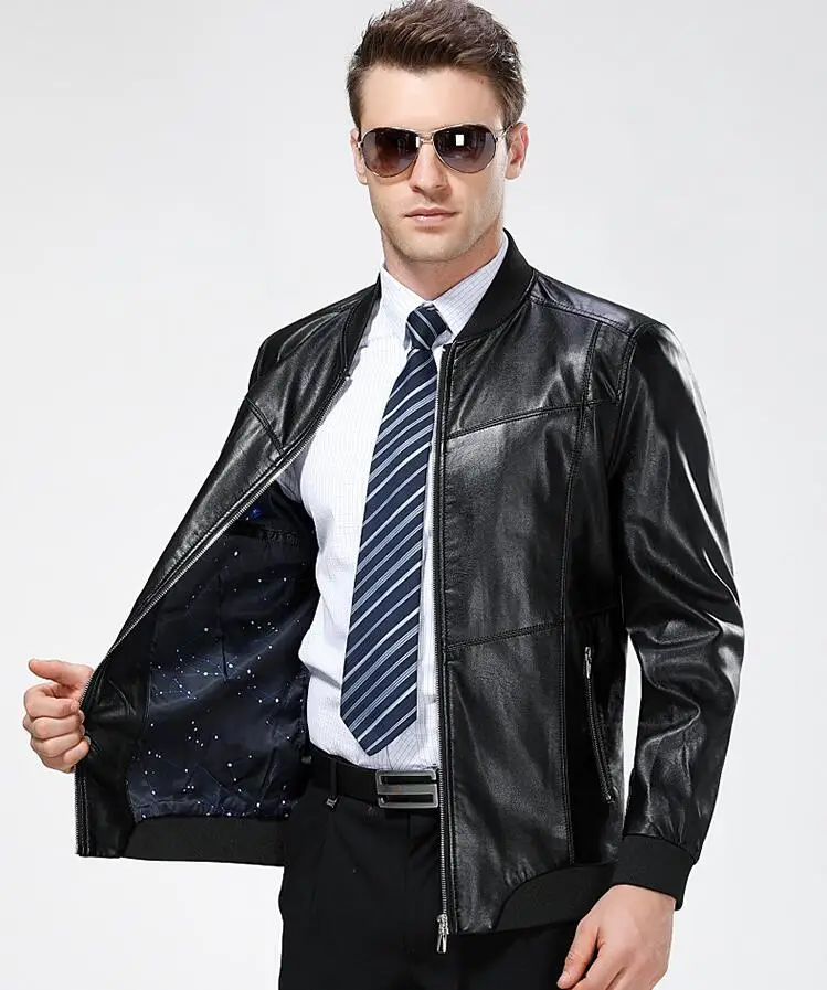 Male HOT Business new Casual plus size Genuine jacket Men Autumn Spring leather Clothing Men's Sheep skin Jackets Coats