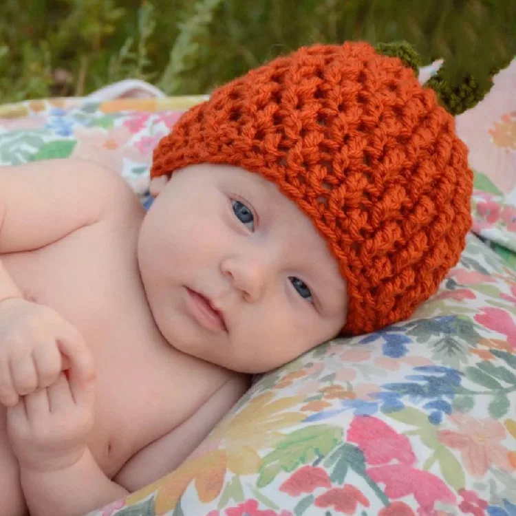 Hallowee Pumpkin Kids Baby Beanie Hat Cap Infant Winter Warm Handmade Crochet Children Newborn Bebe Hats and Caps for Boys Girls